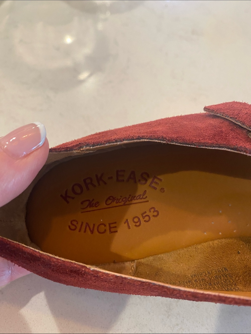 Kork-Ease Women's Suede Mary Jane Flats in Burgundy/Dark Red size 8 - Picture 6 of 8